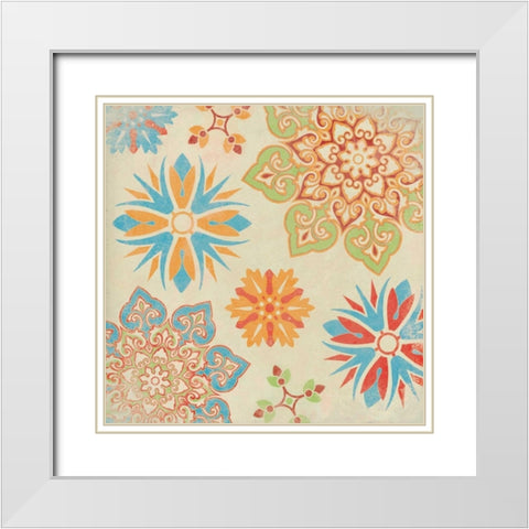 Suzani1 White Modern Wood Framed Art Print with Double Matting by Grey, Jace