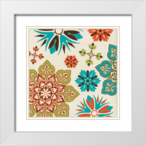 Suzani 2 White Modern Wood Framed Art Print with Double Matting by Grey, Jace
