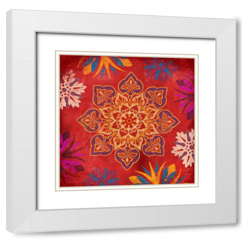 Suzani 3 White Modern Wood Framed Art Print with Double Matting by Grey, Jace