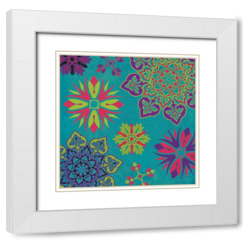 Suzani 5 White Modern Wood Framed Art Print with Double Matting by Grey, Jace
