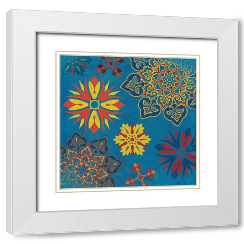 Suzani 5 White Modern Wood Framed Art Print with Double Matting by Grey, Jace