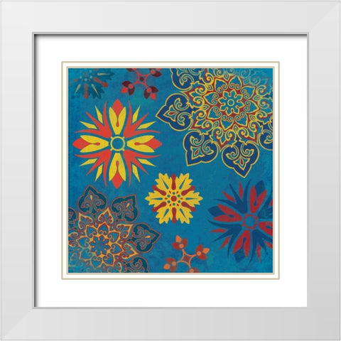 Suzani 5 White Modern Wood Framed Art Print with Double Matting by Grey, Jace