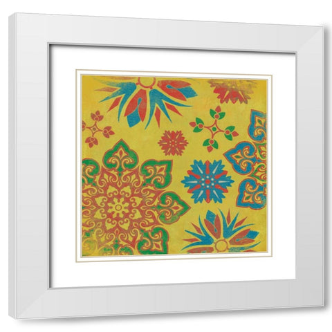 Suzani 6 White Modern Wood Framed Art Print with Double Matting by Grey, Jace