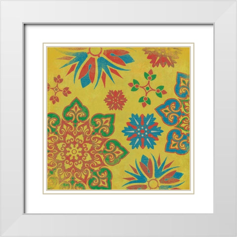 Suzani 6 White Modern Wood Framed Art Print with Double Matting by Grey, Jace