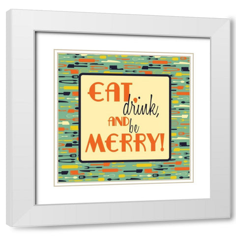 Eat White Modern Wood Framed Art Print with Double Matting by Grey, Jace