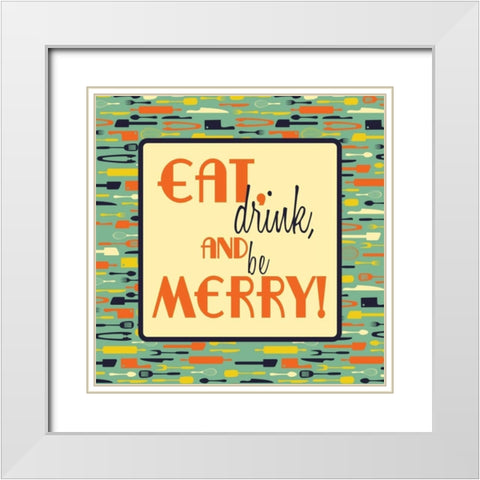 Eat White Modern Wood Framed Art Print with Double Matting by Grey, Jace