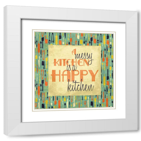 Happy kitchen White Modern Wood Framed Art Print with Double Matting by Grey, Jace