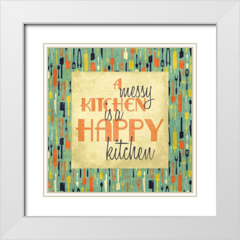 Happy kitchen White Modern Wood Framed Art Print with Double Matting by Grey, Jace