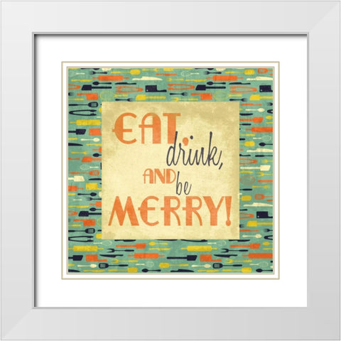 Eat White Modern Wood Framed Art Print with Double Matting by Grey, Jace