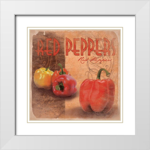 Peppers White Modern Wood Framed Art Print with Double Matting by Grey, Jace