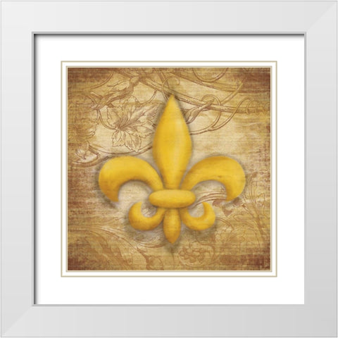 Fleur De Lis White Modern Wood Framed Art Print with Double Matting by Grey, Jace