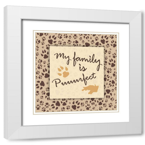 Cat White Modern Wood Framed Art Print with Double Matting by Grey, Jace