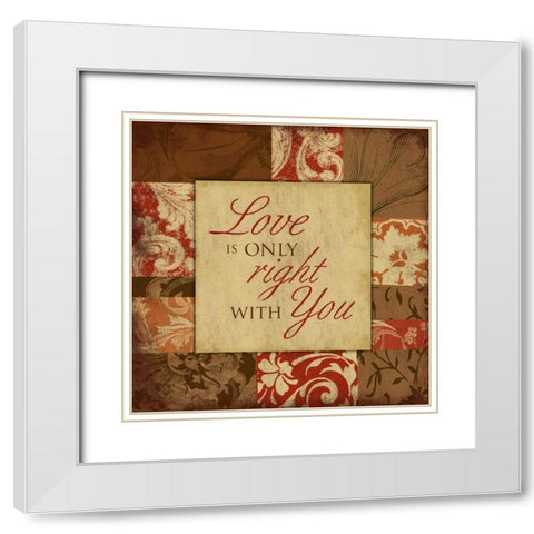 Loves right White Modern Wood Framed Art Print with Double Matting by Grey, Jace
