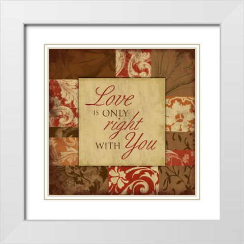 Loves right White Modern Wood Framed Art Print with Double Matting by Grey, Jace