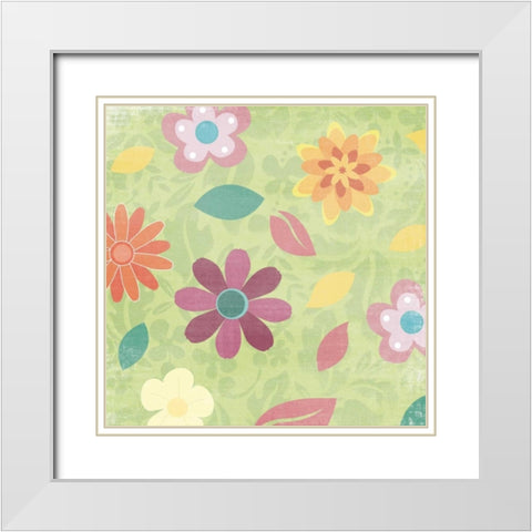 flowers White Modern Wood Framed Art Print with Double Matting by Grey, Jace