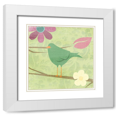 Birds White Modern Wood Framed Art Print with Double Matting by Grey, Jace