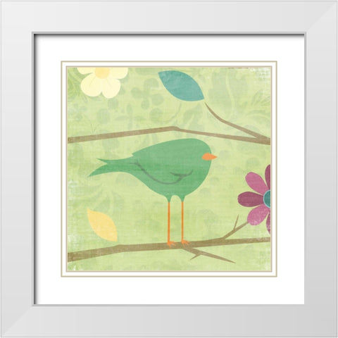 Birds White Modern Wood Framed Art Print with Double Matting by Grey, Jace