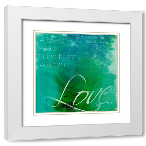 Watercolor Love White Modern Wood Framed Art Print with Double Matting by Grey, Jace