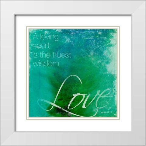 Watercolor Love quoted White Modern Wood Framed Art Print with Double Matting by Grey, Jace