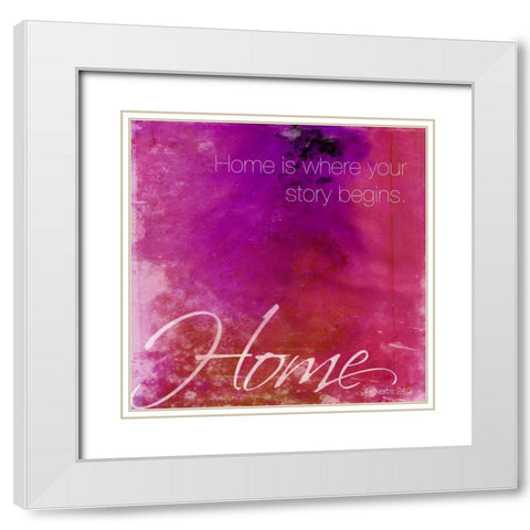 Watercolor Home quoted White Modern Wood Framed Art Print with Double Matting by Grey, Jace