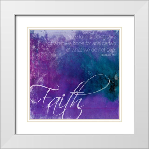 Watercolor Faith White Modern Wood Framed Art Print with Double Matting by Grey, Jace
