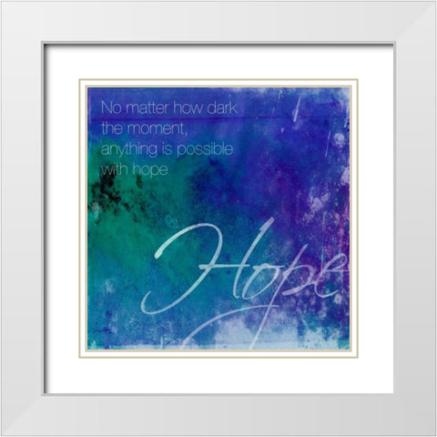 Watercolor Hope White Modern Wood Framed Art Print with Double Matting by Grey, Jace