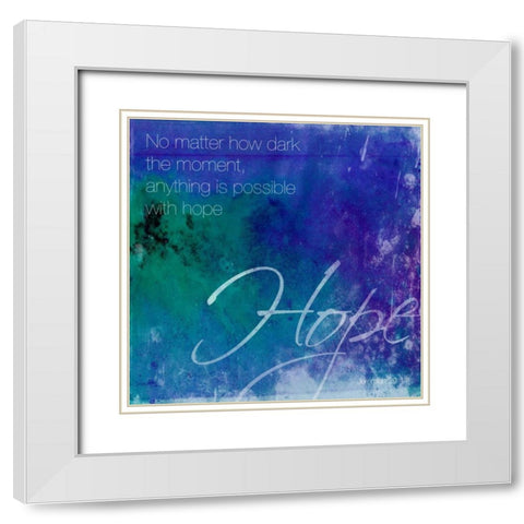 Watercolor Hope Quoted White Modern Wood Framed Art Print with Double Matting by Grey, Jace