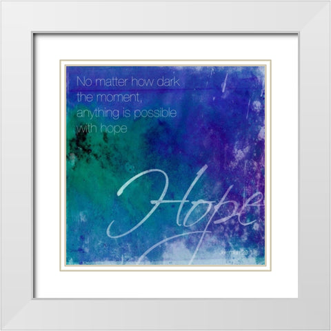 Watercolor Hope Quoted White Modern Wood Framed Art Print with Double Matting by Grey, Jace