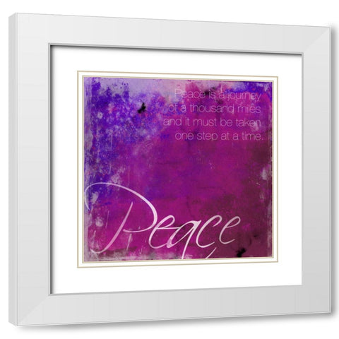 Watercolor Peace White Modern Wood Framed Art Print with Double Matting by Grey, Jace
