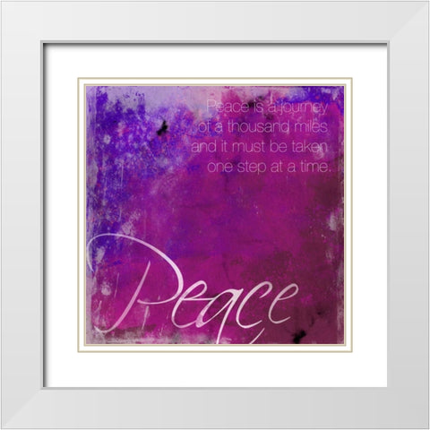 Watercolor Peace White Modern Wood Framed Art Print with Double Matting by Grey, Jace