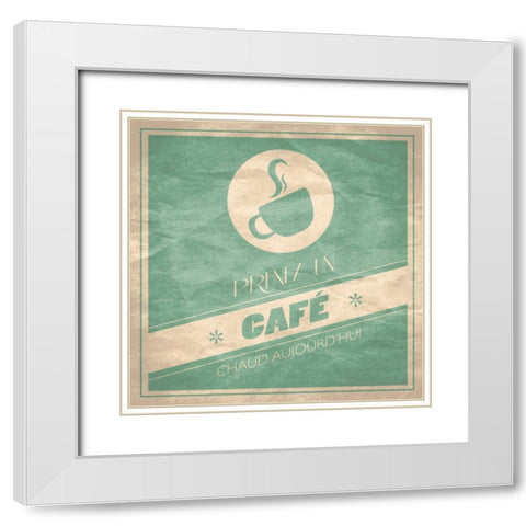 Coffee French C2 White Modern Wood Framed Art Print with Double Matting by Grey, Jace