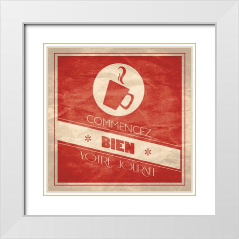Coffee French 2 White Modern Wood Framed Art Print with Double Matting by Grey, Jace