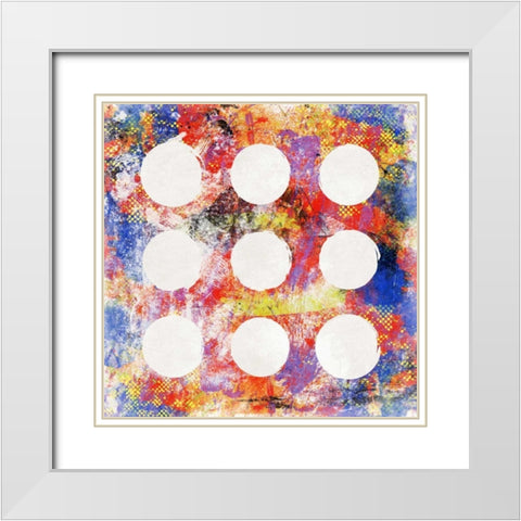 9 patch Abstract White Modern Wood Framed Art Print with Double Matting by Grey, Jace