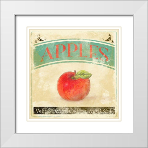 Apples White Modern Wood Framed Art Print with Double Matting by Grey, Jace