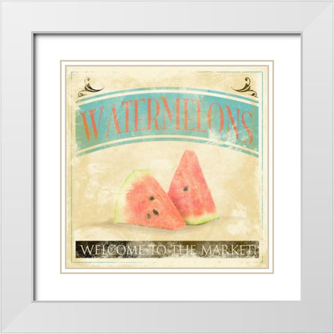 Watermelons White Modern Wood Framed Art Print with Double Matting by Grey, Jace