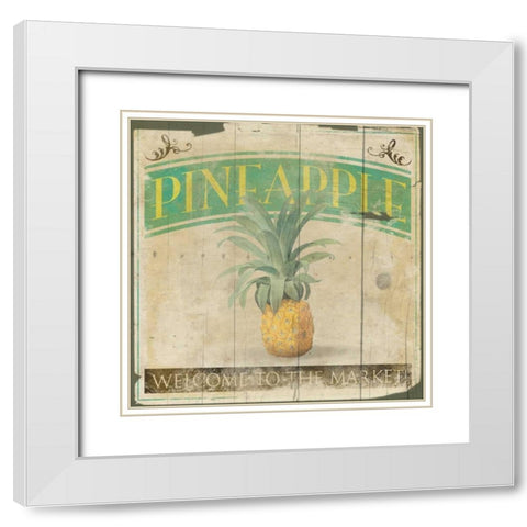 Pineapple White Modern Wood Framed Art Print with Double Matting by Grey, Jace