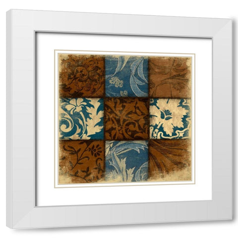 9 Patch BLUEBROWN White Modern Wood Framed Art Print with Double Matting by Grey, Jace