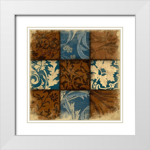 9 Patch BLUEBROWN White Modern Wood Framed Art Print with Double Matting by Grey, Jace