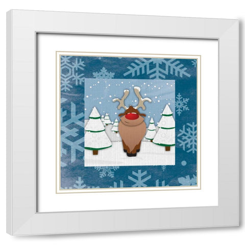 Reindeer White Modern Wood Framed Art Print with Double Matting by Grey, Jace
