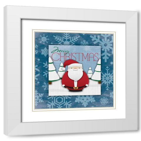 Merry christmas White Modern Wood Framed Art Print with Double Matting by Grey, Jace