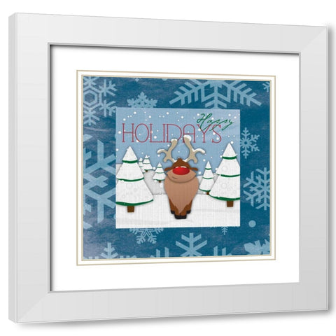 Happy holidays White Modern Wood Framed Art Print with Double Matting by Grey, Jace