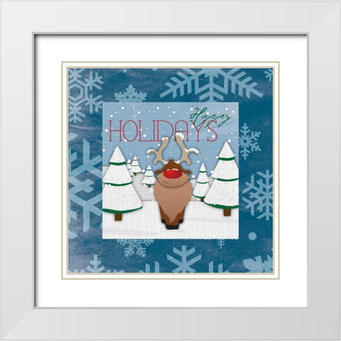 Happy holidays White Modern Wood Framed Art Print with Double Matting by Grey, Jace