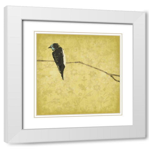 Birds on branch White Modern Wood Framed Art Print with Double Matting by Grey, Jace