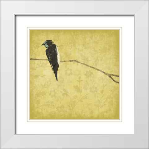 Birds on branch White Modern Wood Framed Art Print with Double Matting by Grey, Jace