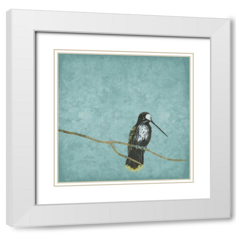 Bird on branch 2 White Modern Wood Framed Art Print with Double Matting by Grey, Jace