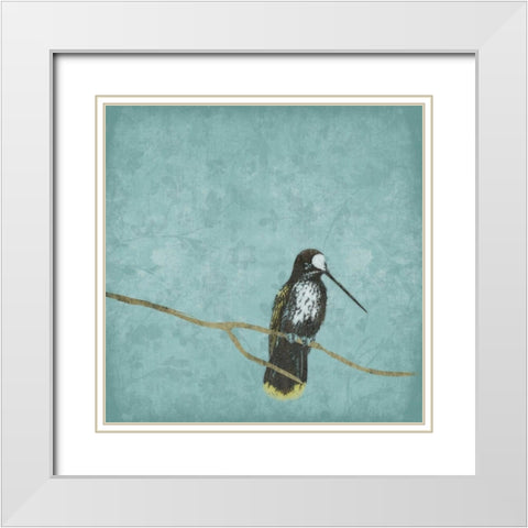 Bird on branch 2 White Modern Wood Framed Art Print with Double Matting by Grey, Jace