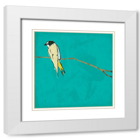 Bird on branch 4 White Modern Wood Framed Art Print with Double Matting by Grey, Jace