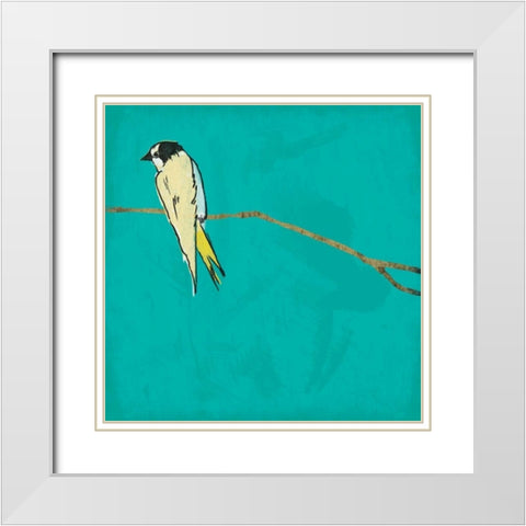 Bird on branch 4 White Modern Wood Framed Art Print with Double Matting by Grey, Jace