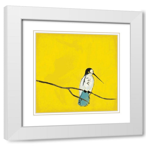 Birds on branch White Modern Wood Framed Art Print with Double Matting by Grey, Jace