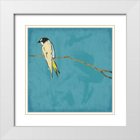 Birds on branch White Modern Wood Framed Art Print with Double Matting by Grey, Jace